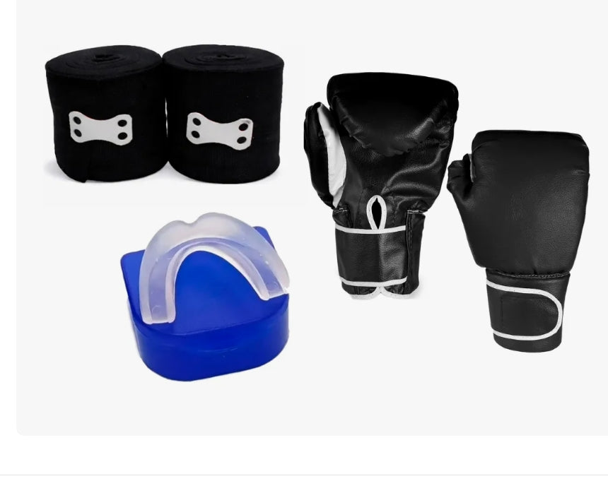 Guantes + Vendas + Protector Bucal Combo Boxeo Kick Boxing