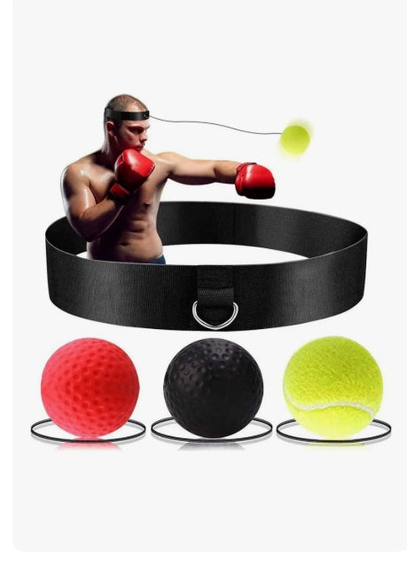 Vincha Reflejos Pelota Boxeo Entrenamiento Con 3 Pelota Rojo/negro/amarillo