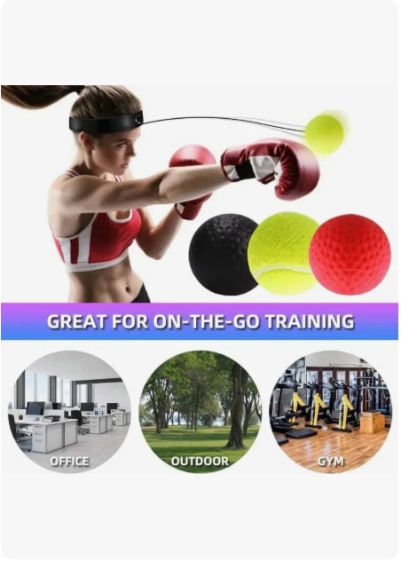 Vincha Reflejos Pelota Boxeo Entrenamiento Con 3 Pelota Rojo/negro/amarillo