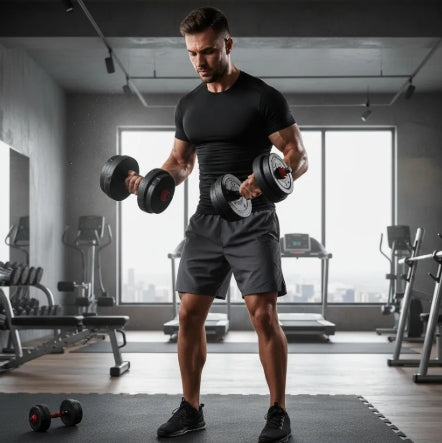 Kit Mancuernas Y Barra Tope A Rosca 25 Kg Discos Pvc Alpina Negro/rojo