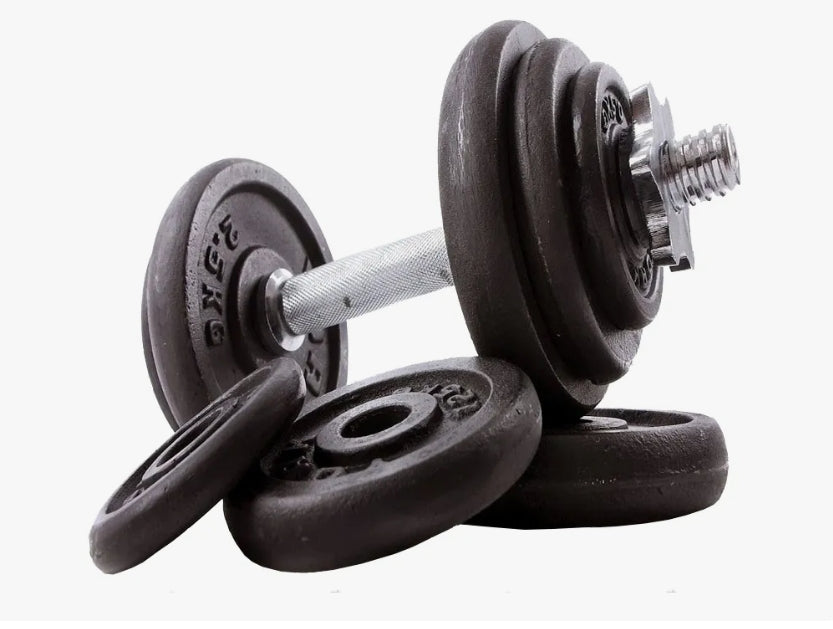 1 Mancuerna Cromada Importada Maciza A Rosca + 5k Discos Ce